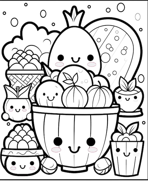 Premium ai image cute and kawaii coloring page for kids