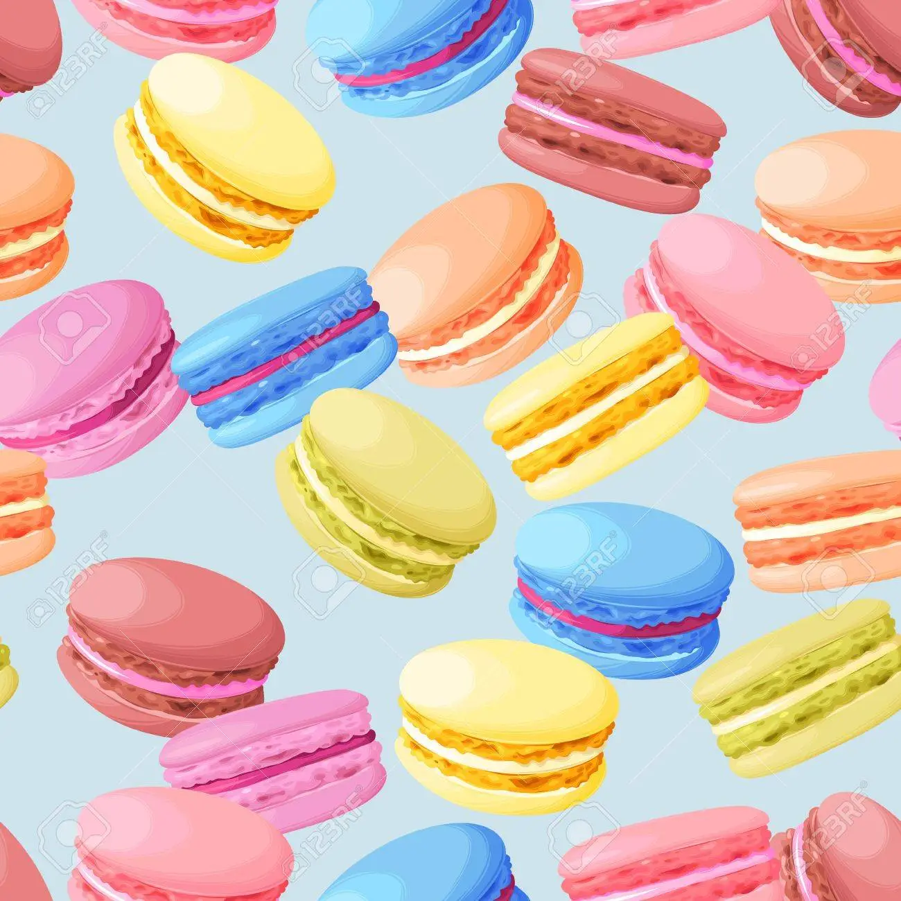 Pastel cute macarons vintage vector seamless background royalty free svg cliparts vectors and stock illustration image