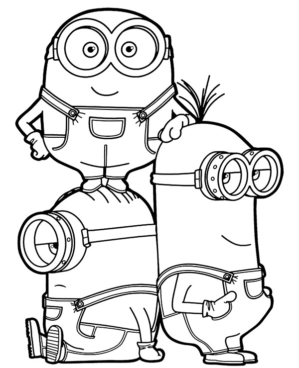 Minions coloring page with bob stuart kevin