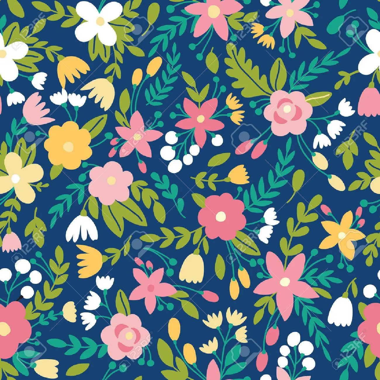 Cute seamless pattern with flowers in vector can be used for summer backgrounds royalty free svg cliparts vectors and stock illustration image
