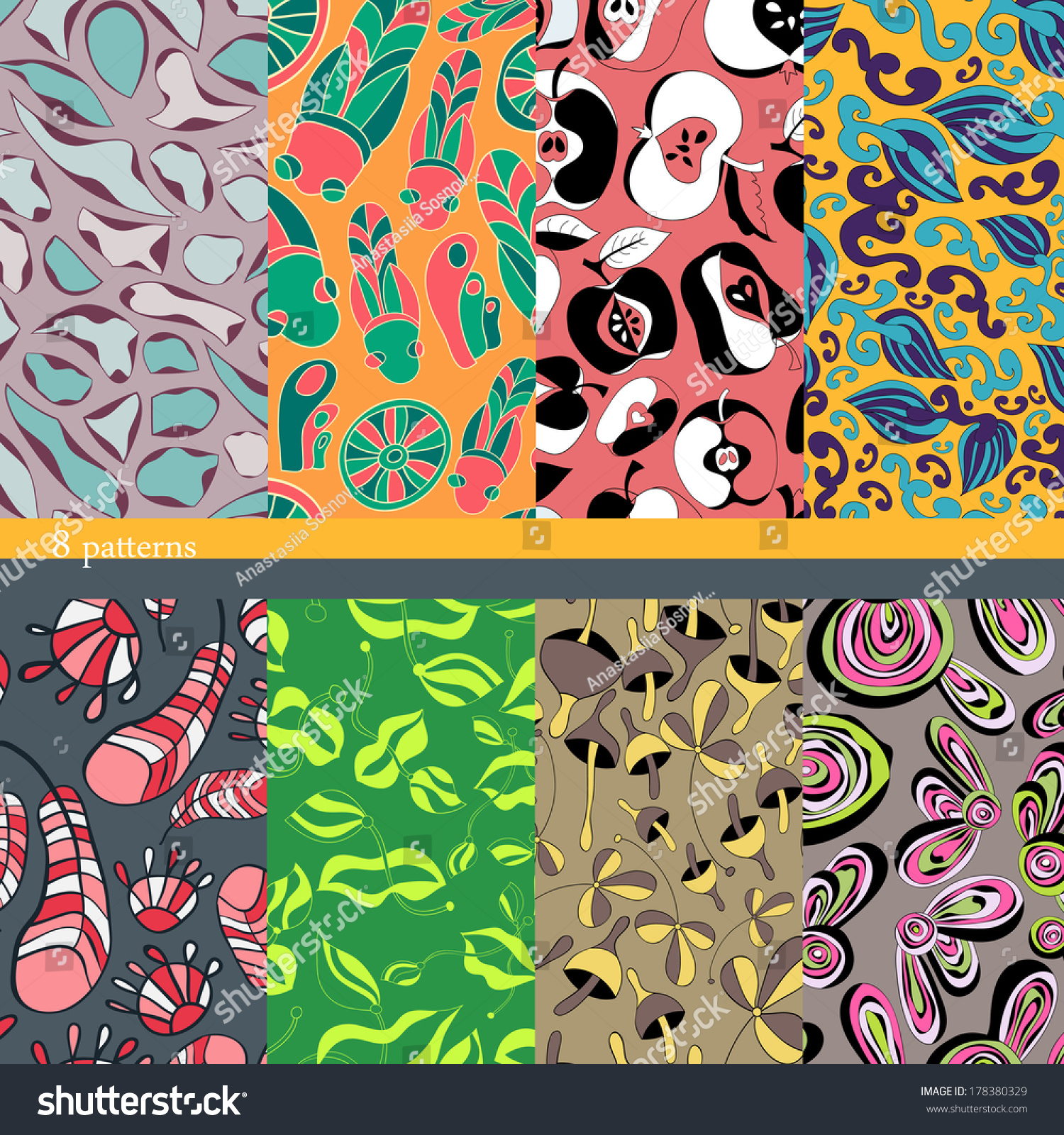 Seamless patterns nice summer backgrounds cartoon stock vector royalty free