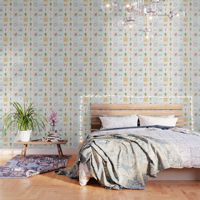 Cute pastel summer pattern wallpaper by newburyboutique