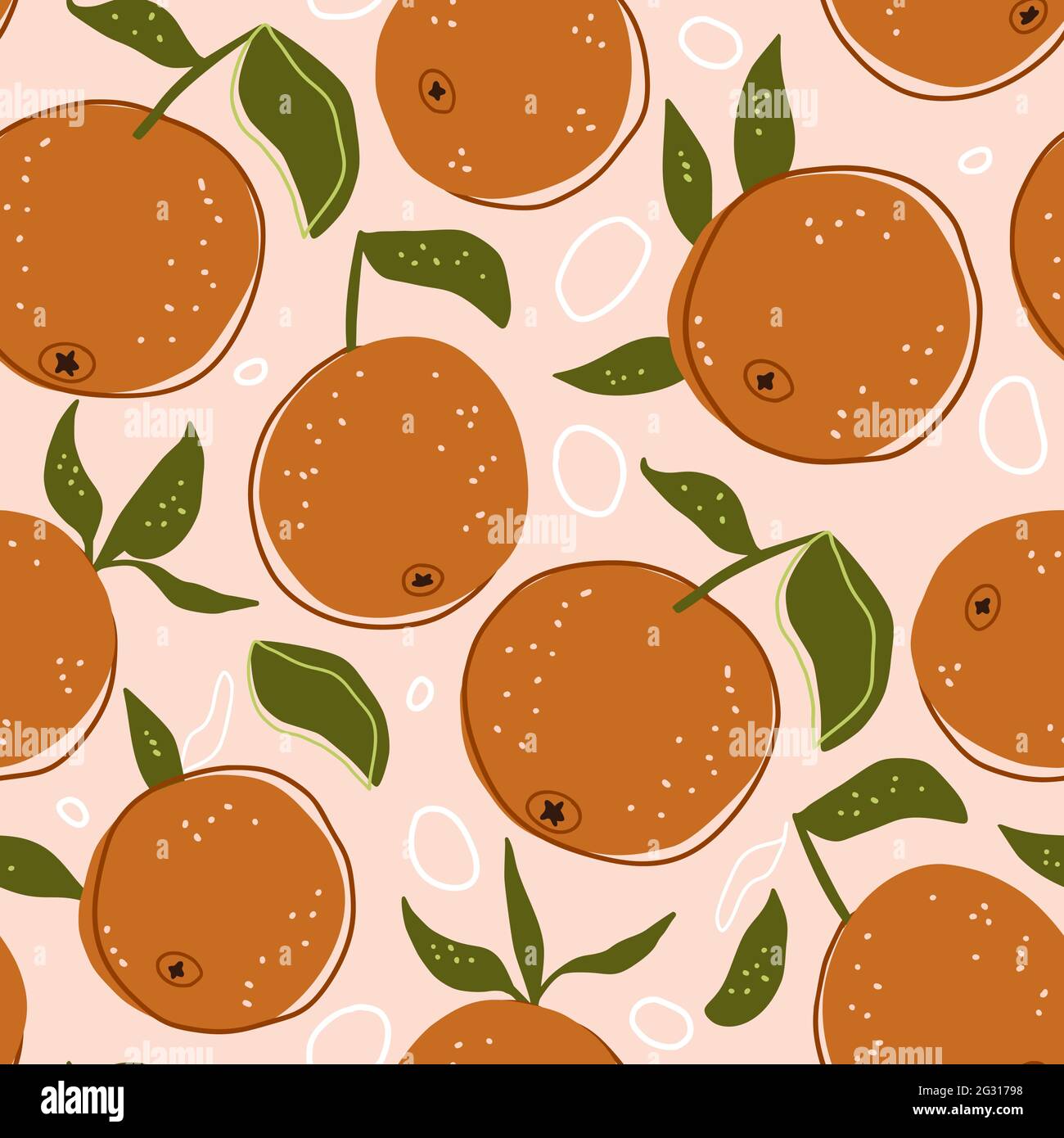 Cartoon citrus summer orange fruit seamless pattern background cute sweet food fresh nature kids wallpaper design vector print graphic illustration stock vector image art