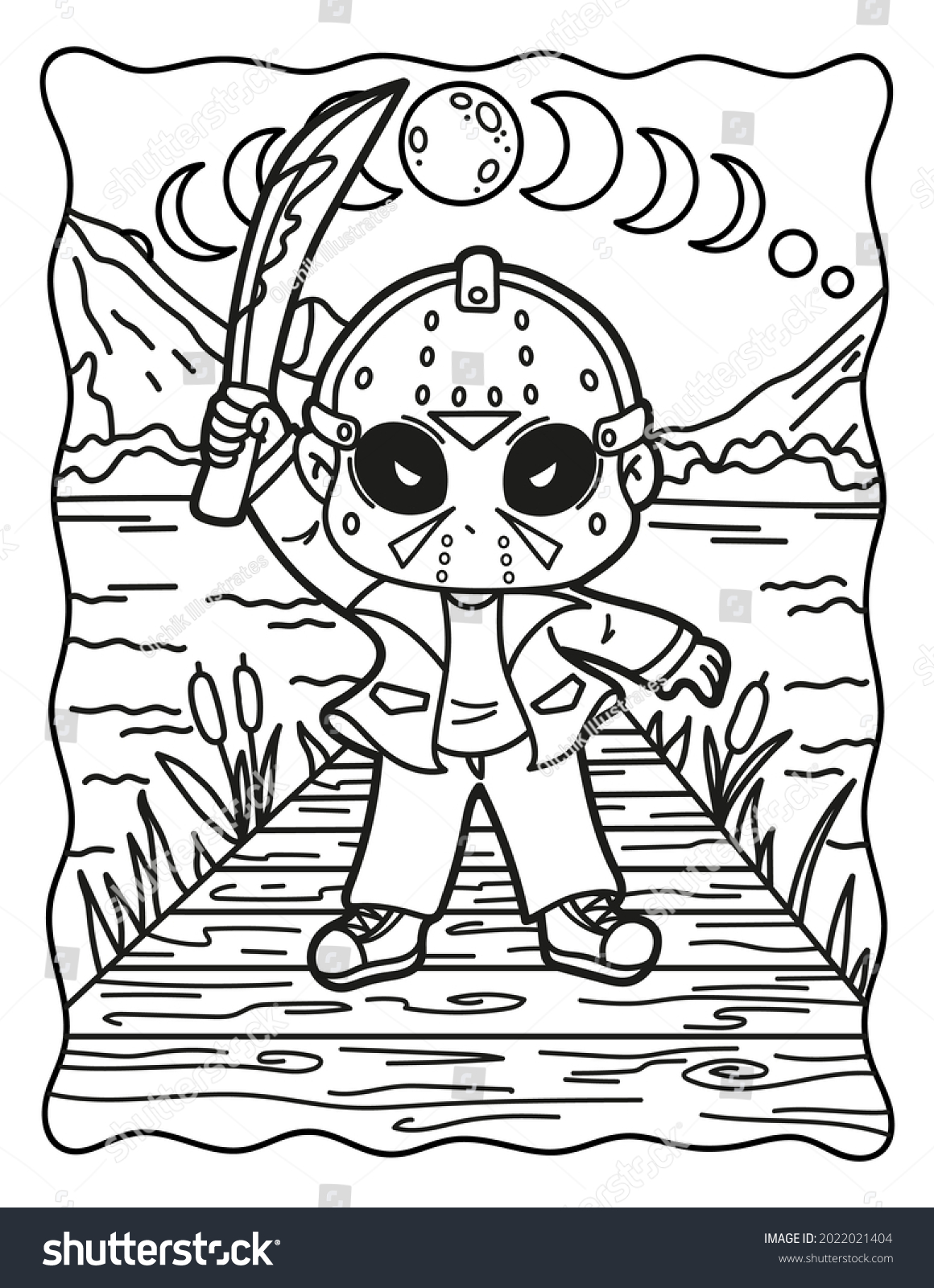 Spooky coloring pages coloring book children stock illustration