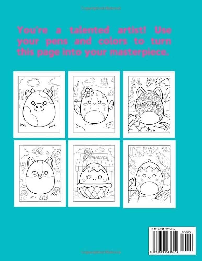 Squishmallow coloring book for girls kawaii squishies high quality coloring pages stuffed animals activity book gift for kids ages