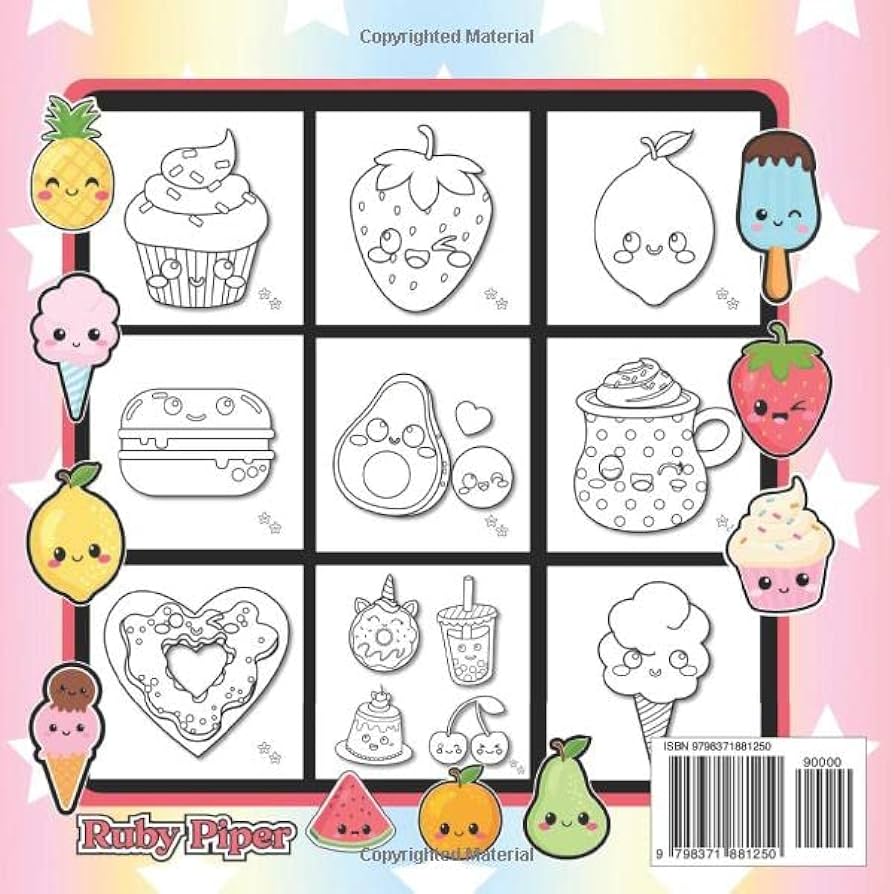 Cute little kawaii stuff loring book simple and easy cute doodles of sweet treats fruit drinks more loring pages with adorable relaxation for kids teens adults seniors