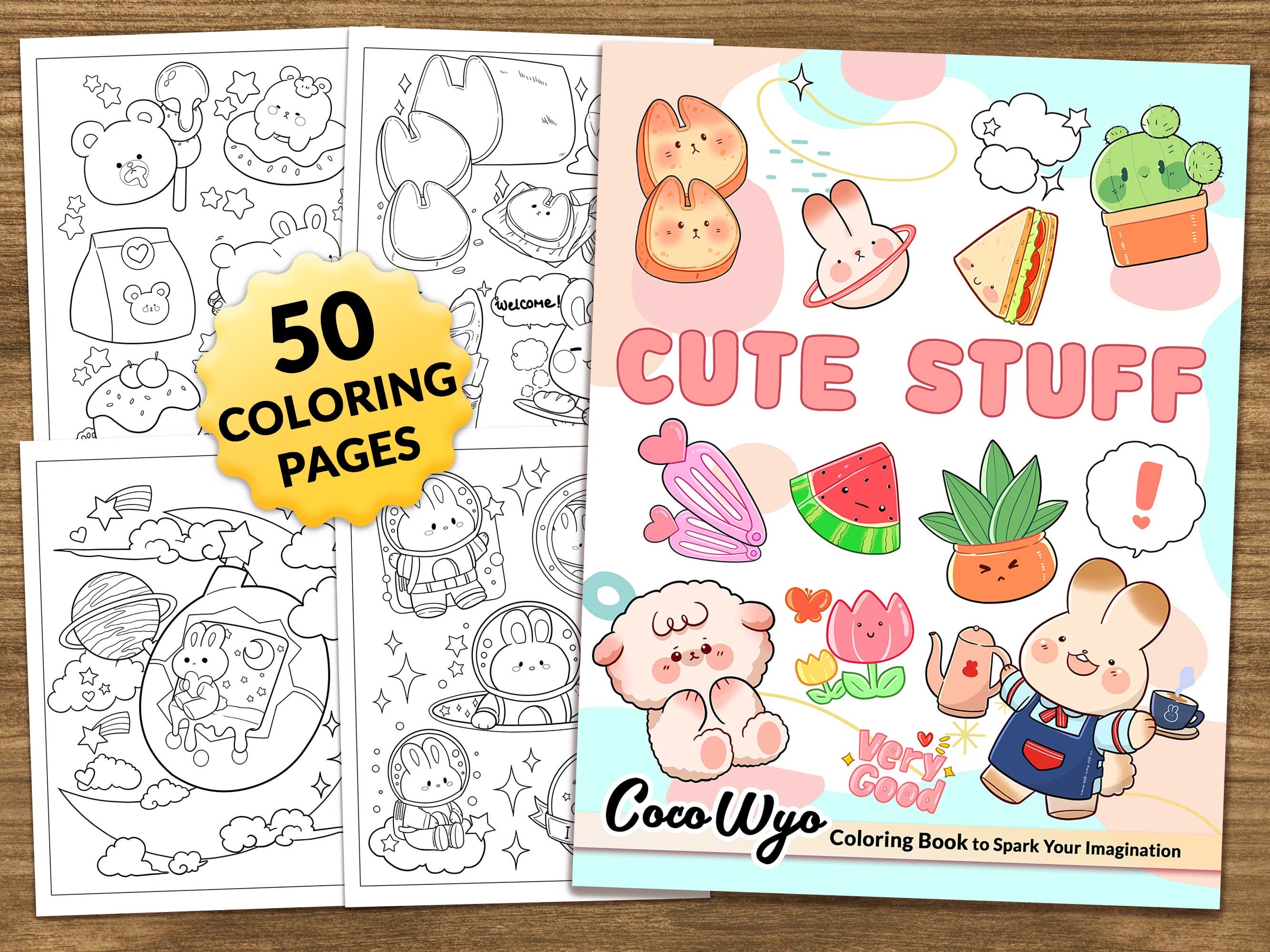 Buy cute stuff kawaii coloring book by coco wyo online in india