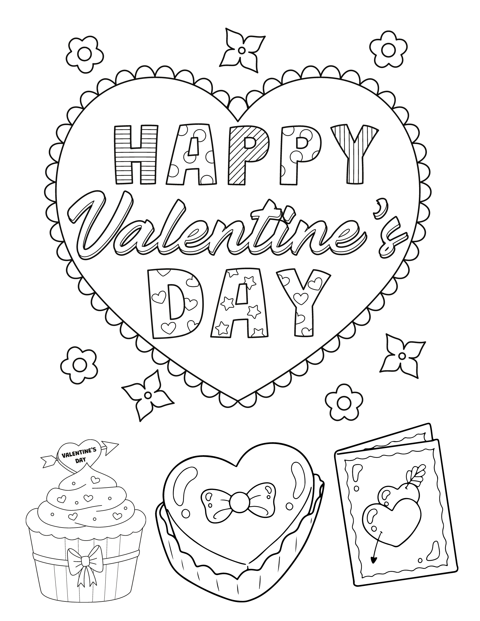 Free printable cute valentine coloring pages for kids and adults