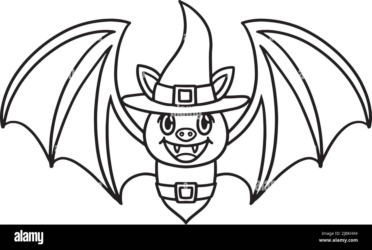 Vampire bat halloween isolated coloring page stock vector image art