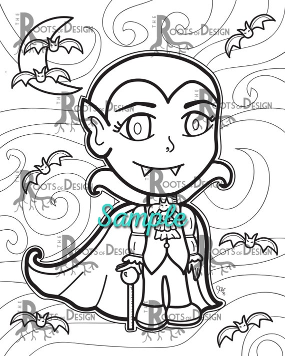 Instant download cute vampire coloring coloring page print