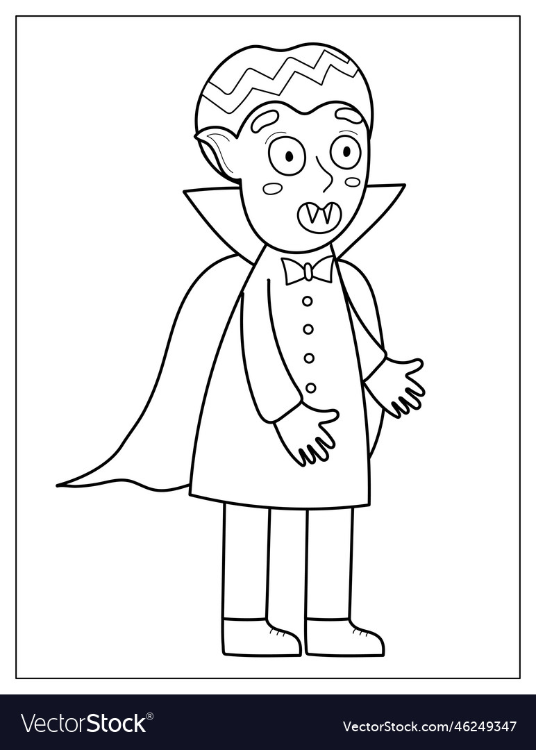 Halloween coloring page with a cute vampire vector image
