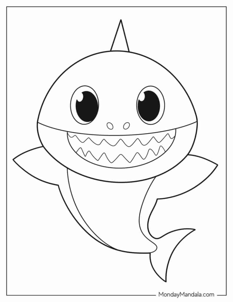 Baby shark coloring pages free pdf printables