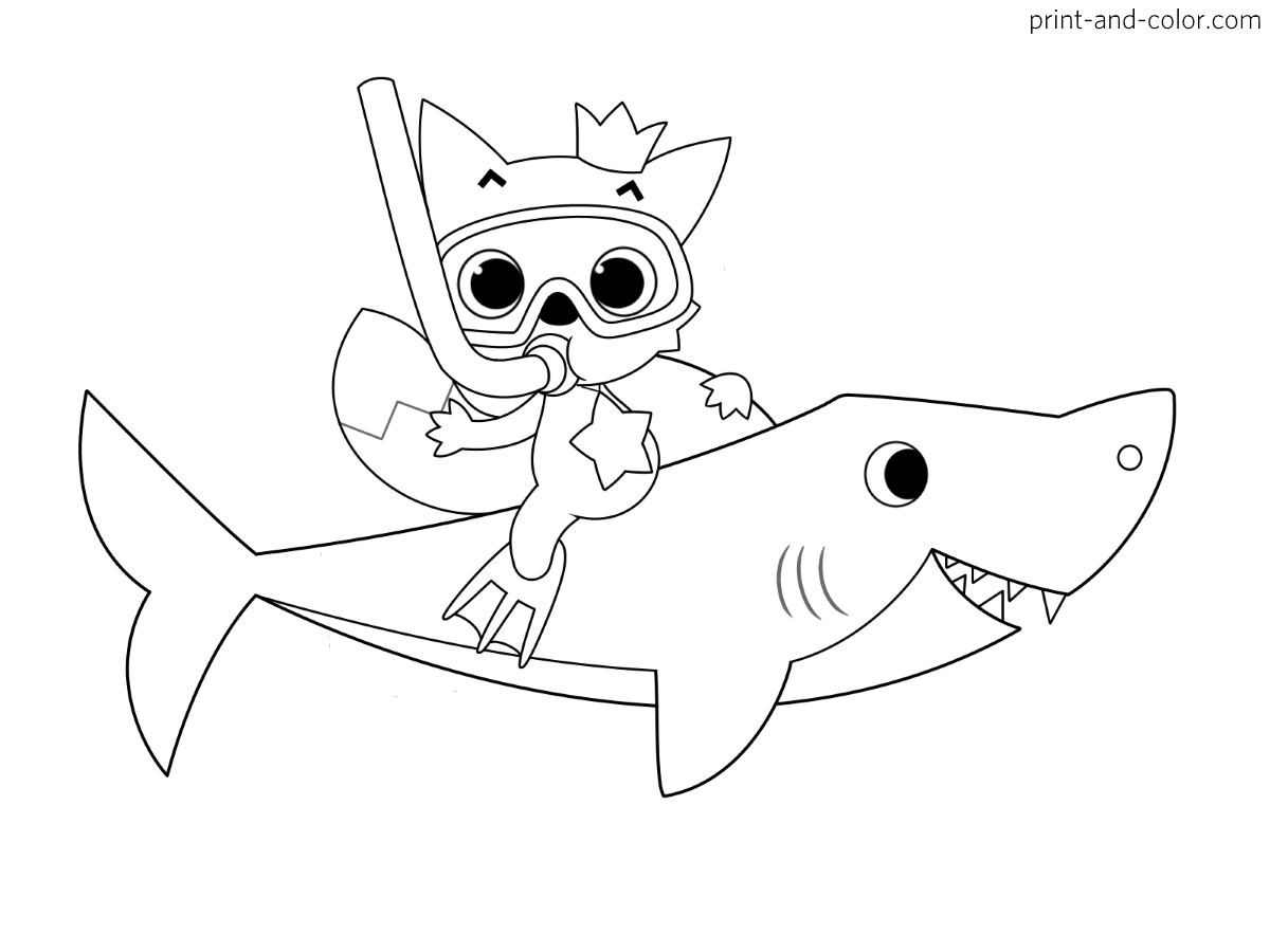 Baby shark coloring pages print and color