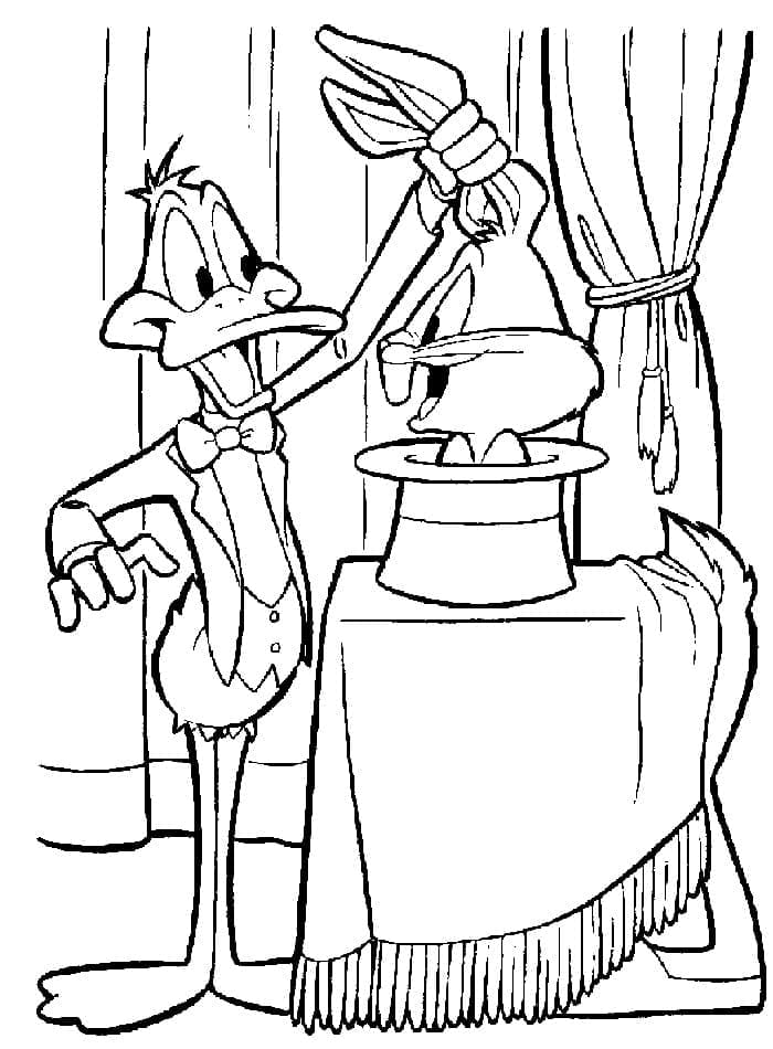Magician daffy duck coloring page