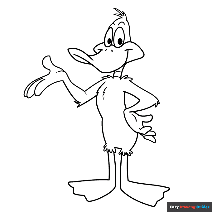 Daffy duck coloring page easy drawing guides