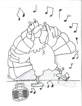 Dancing turkey coloring sheet by crazy busy art room tpt