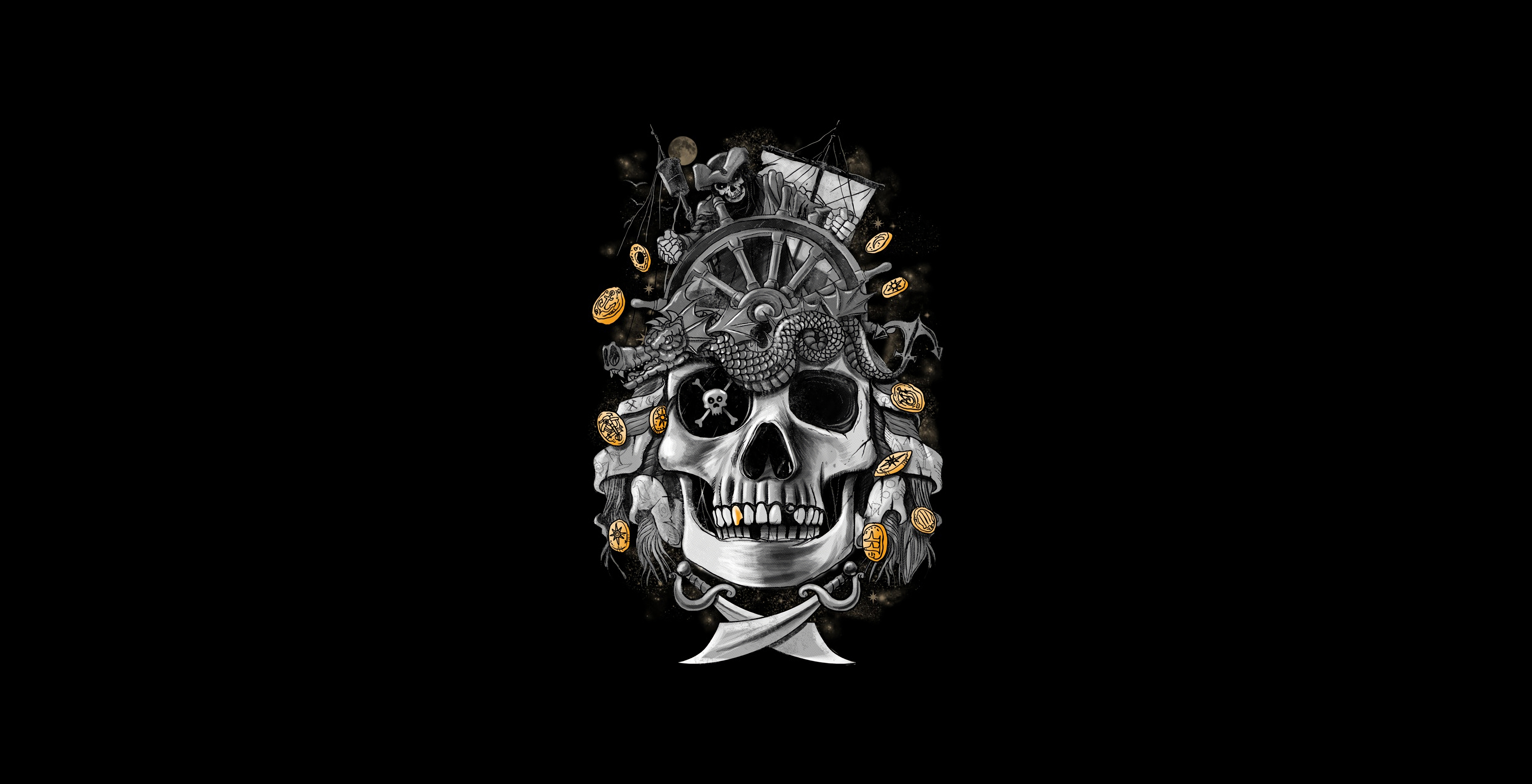 Dark gold skull k hd artist k wallpapers images backgrounds photos and pictures