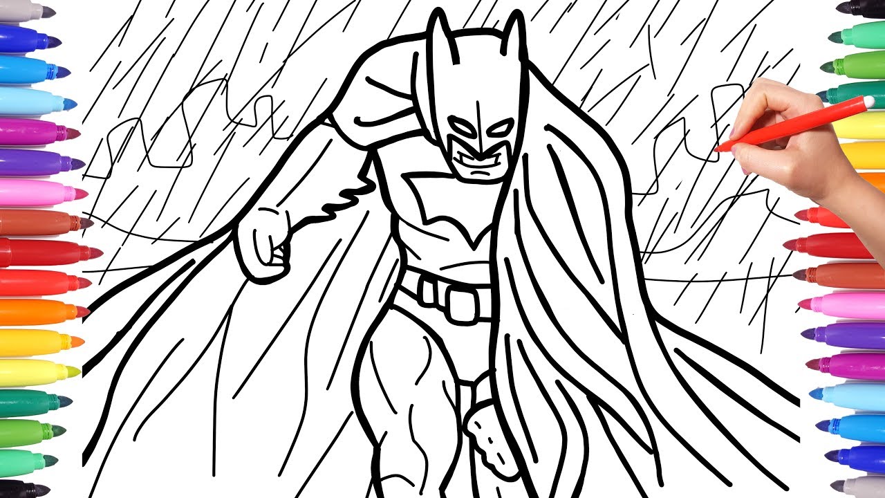 Batan coloring pages for kids how to draw batan dark knight in the rain