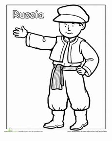 Russian traditional clothing worksheet education traditional outfits coloring pages world thinking day