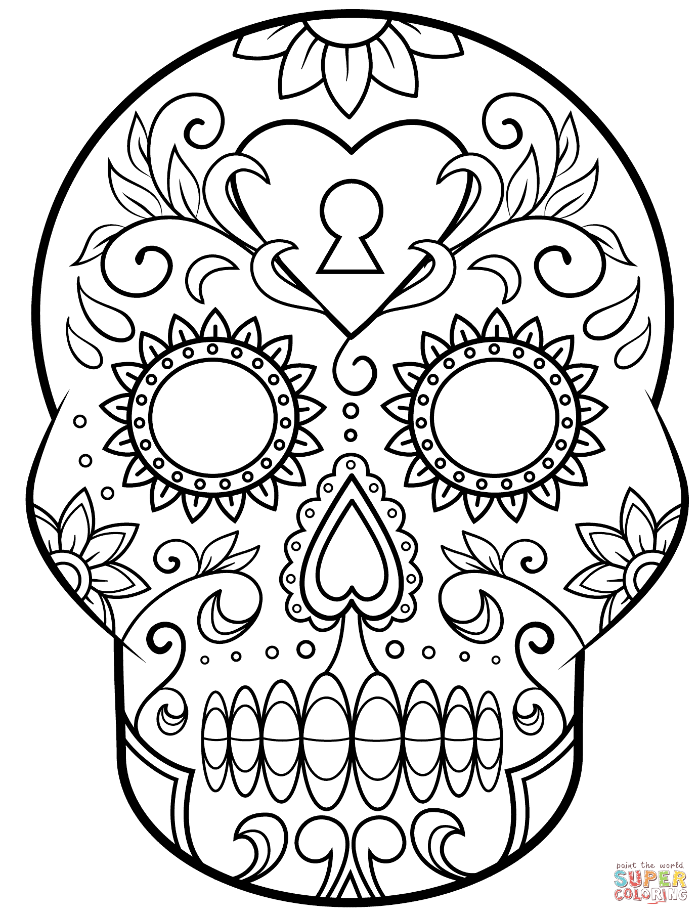 Day of the dead sugar skull coloring page free printable coloring pages