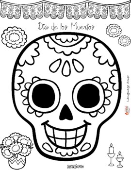 Day of the dead coloring sheet and create your own sugar skull by language amor