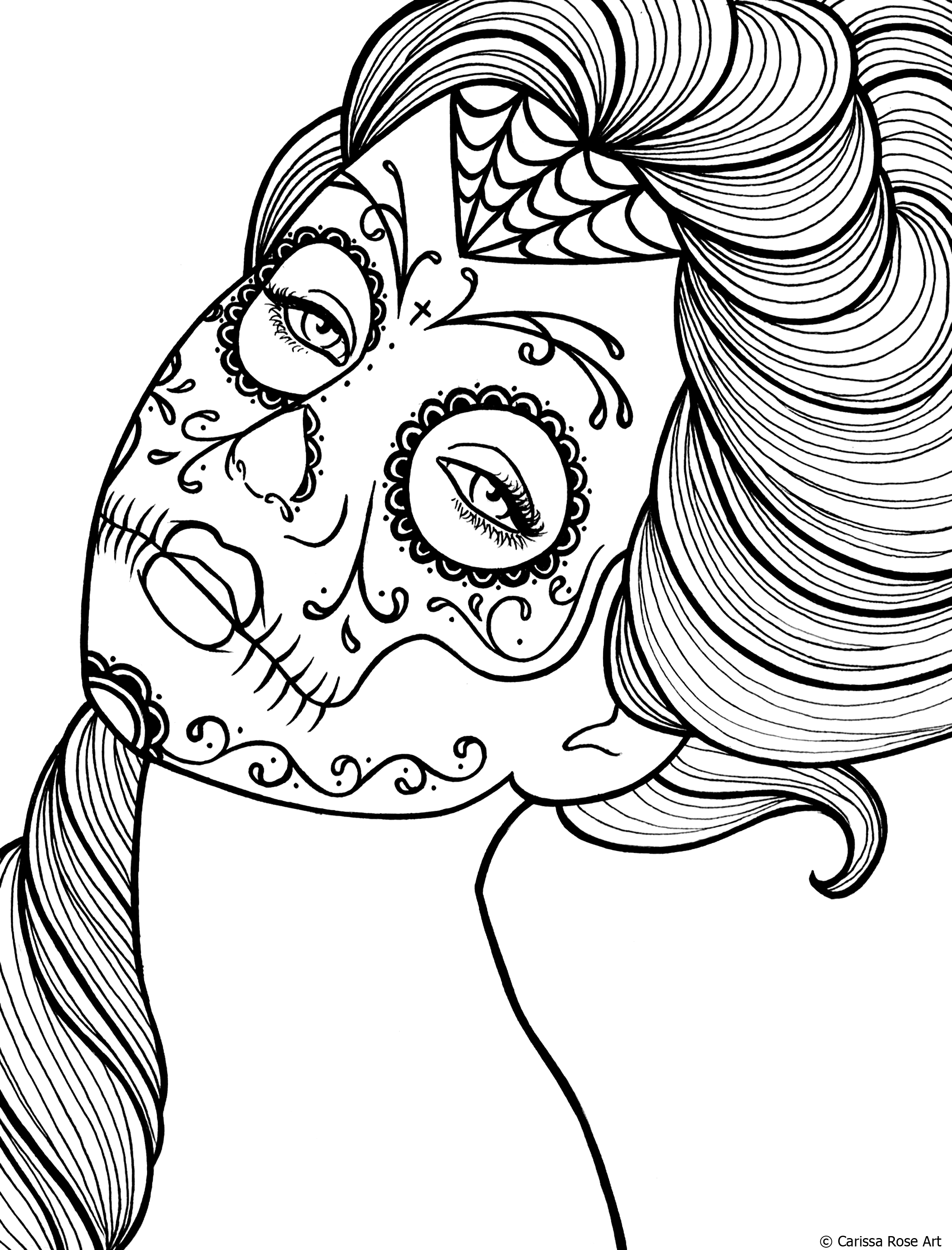 Free printable day of the dead coloring book page by misscarissarose on