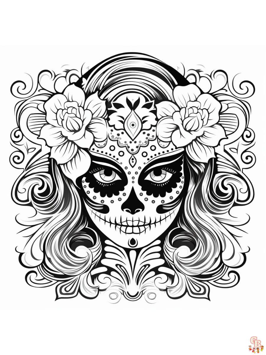 Printable day of the dead coloring pages free