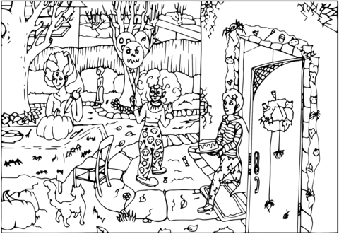 Desenho de festa de halloween um palhaão para colorir desenhos para colorir e imprimir gratis