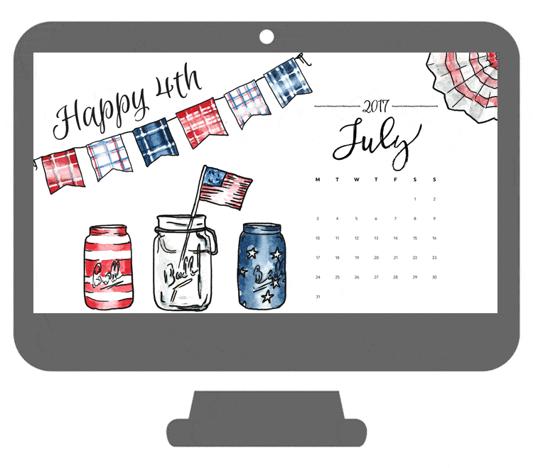 Happy th july desktop wallpaper calendar