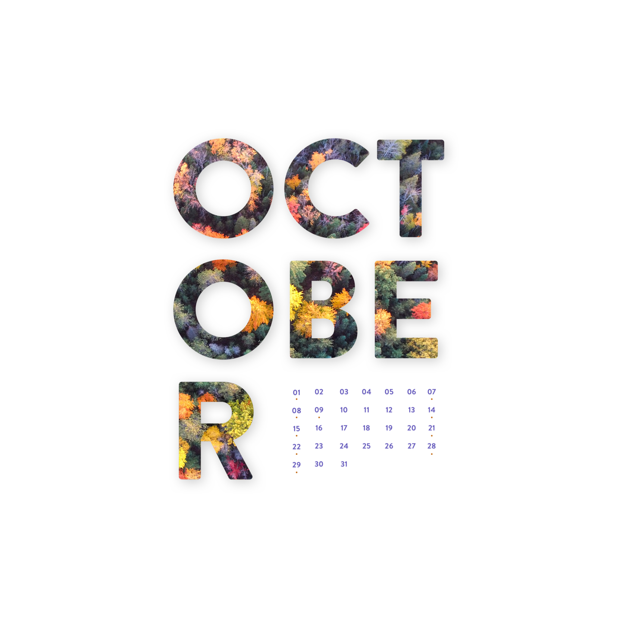 October desktop calendar wallpaper