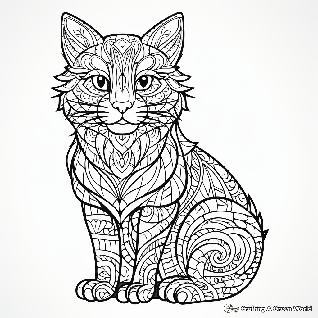 Detailed cat coloring pages
