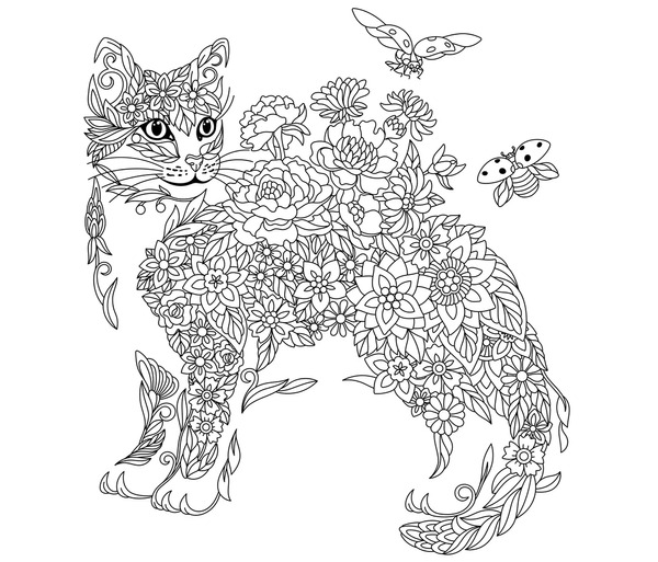Adult coloring pages cats images stock photos d objects vectors