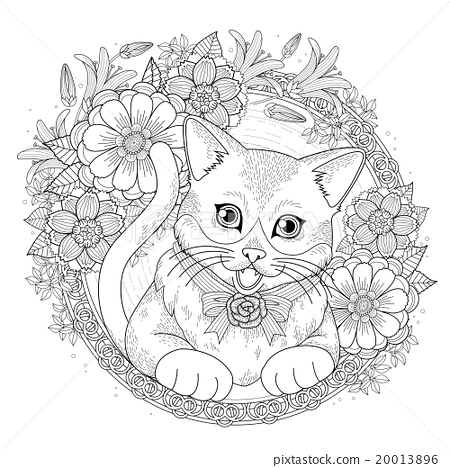 Cat coloring page detailed