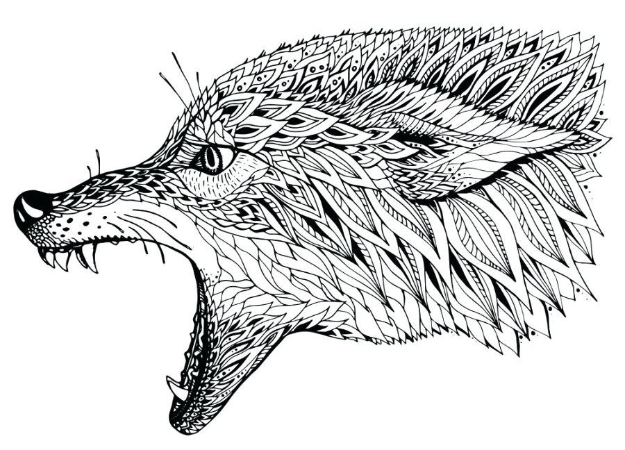 Wolf coloring pages for adults