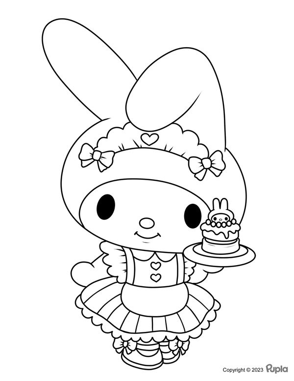 My melody made a cake coloring page hello kitty colouring pages cute coloring pages hello kitty coloring