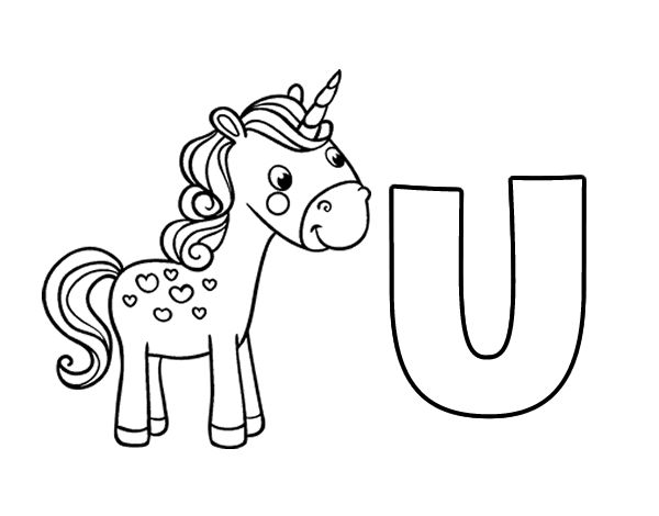 Dibujo de u de unicornio para colorear abecedario para imprimir letras abecedario para imprimir dibujos de las vocales