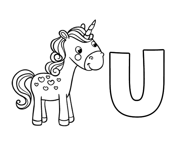 U of unicorn coloring page