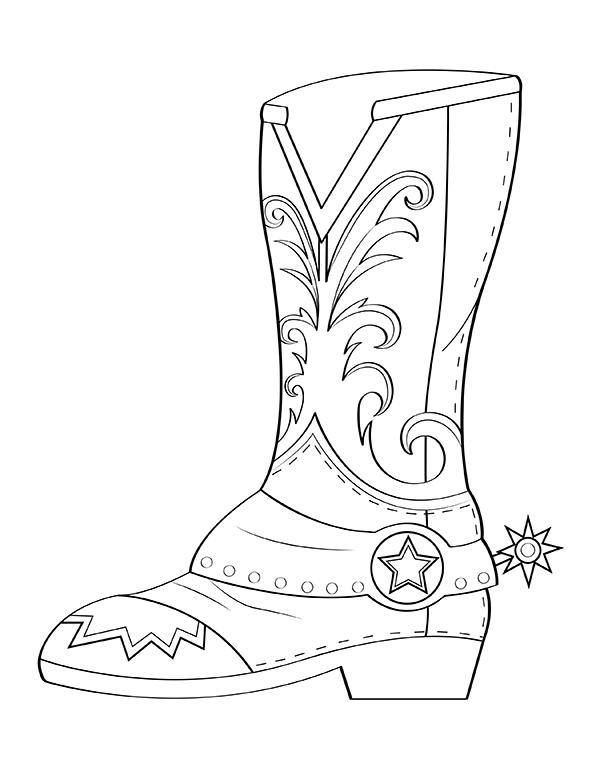 Free printable cowboy boot coloring page download it at httpsmuseprintablesdownloadcoloring