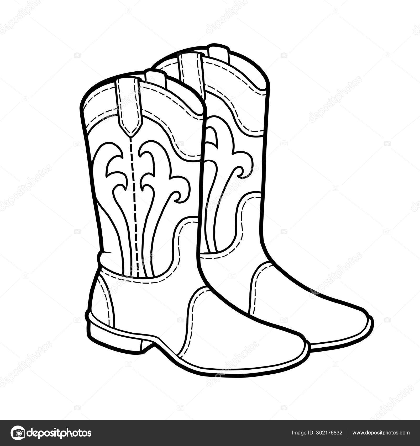 Libro para colorear colecciãn de zapatos de dibujos animados botas occidentales vector de stock por ksenyasavva