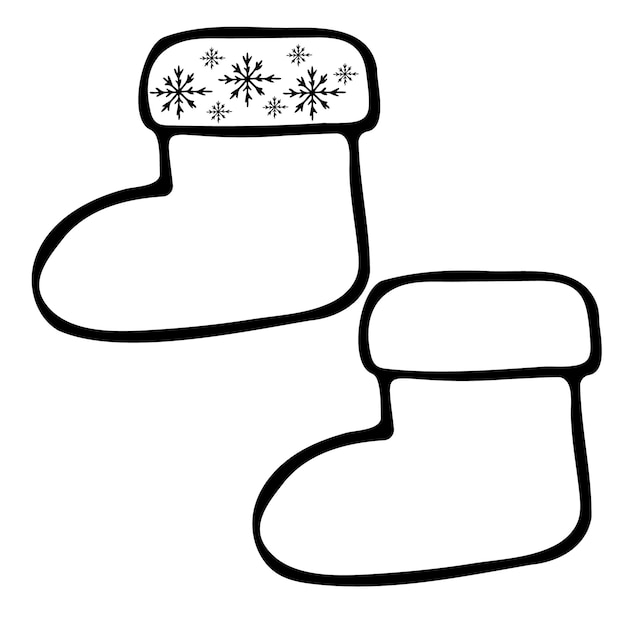 Premium vector hand drawn doodle santas boots winter coloring page