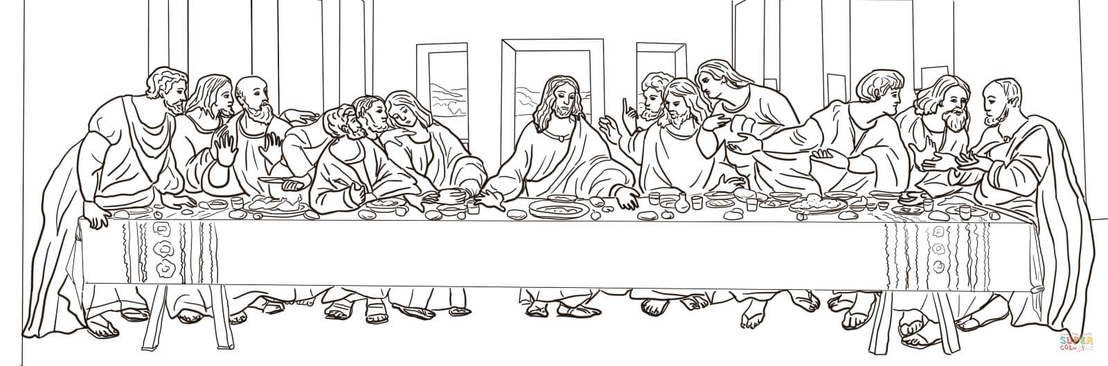 The last supper by leonardo da vinci coloring page free printable coloring pages
