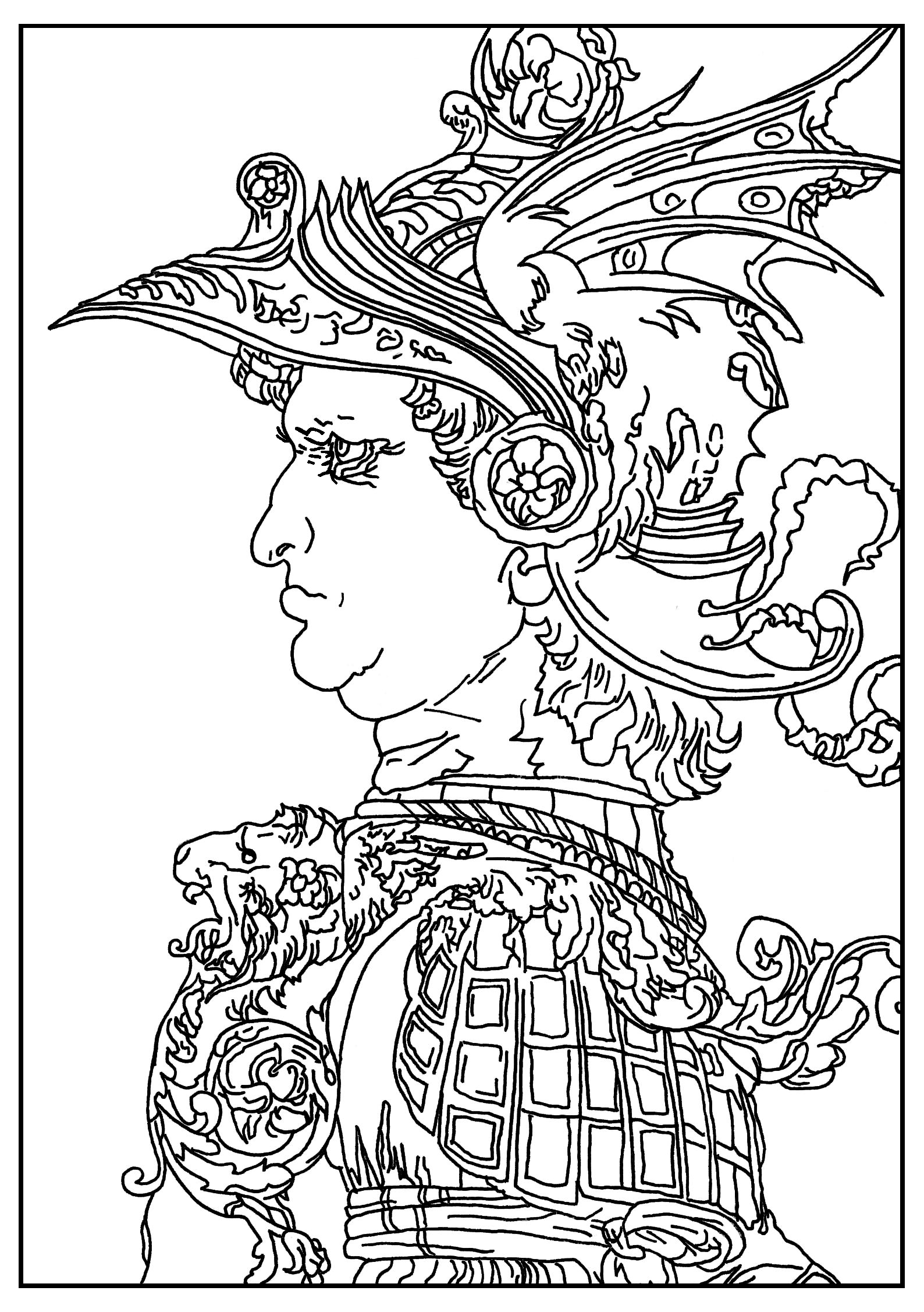 Profile of a warrior in helmet