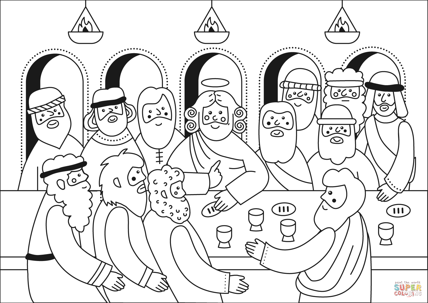 Last supper coloring page free printable coloring pages