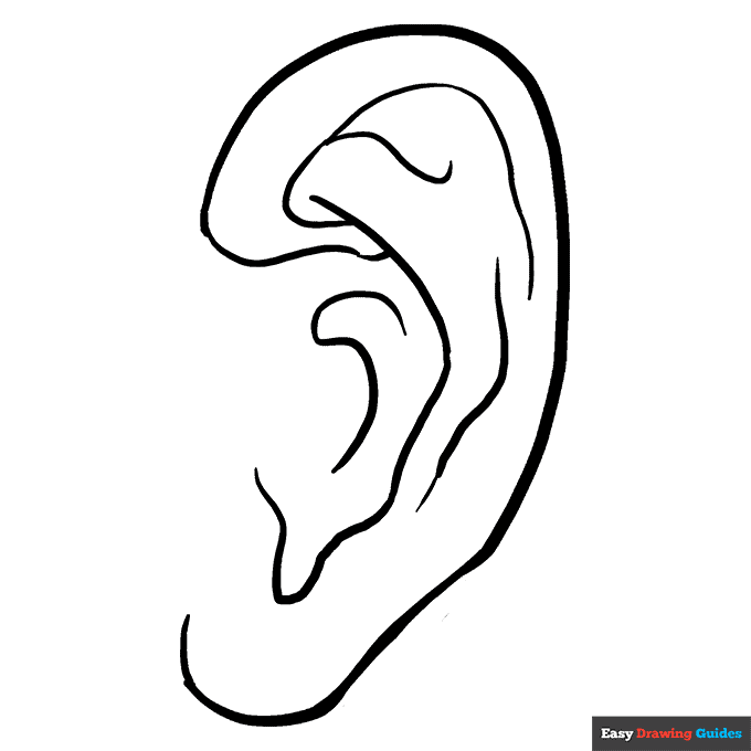 Ear coloring page easy drawing guides