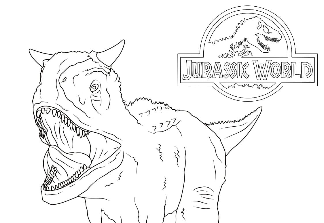 Jurassic world dinosaur attack coloring page