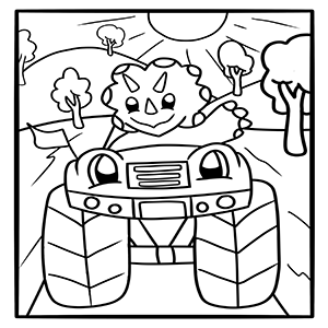 Large monster truck with dinosaur coloring book for boys and girls who really love monster trucks and dinosaurs