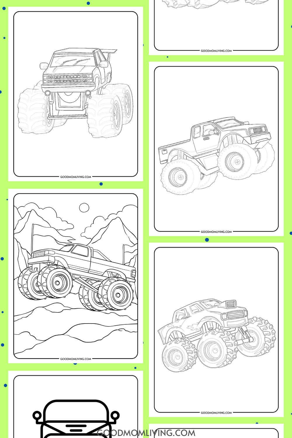 Free printable monster truck coloring pages for kids