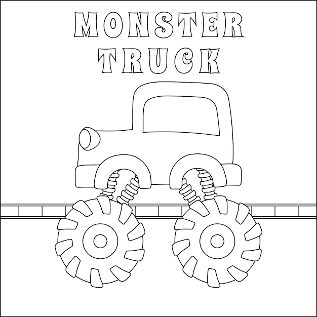 Premium vector vector illustration of monster truck with cute dinosaur driver cartoon isolated vector illustration