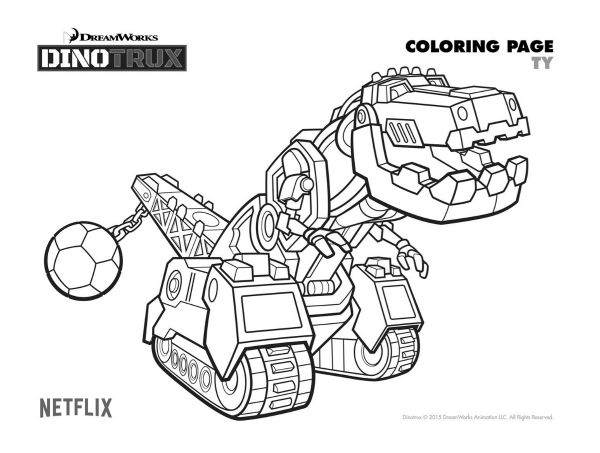 Unleash your childs creativity with a free dinotrux ty coloring page