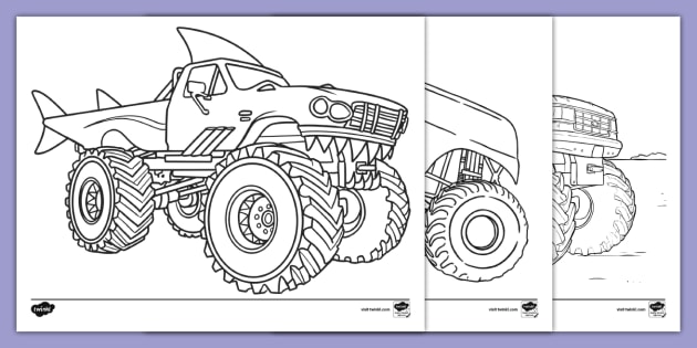 Printable monster truck loring pages